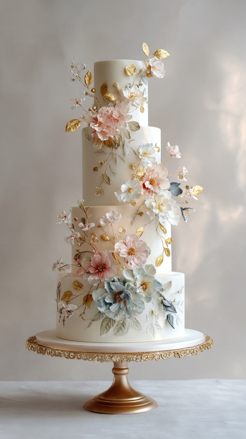 Classic White Fondant with Hand-Painted Details