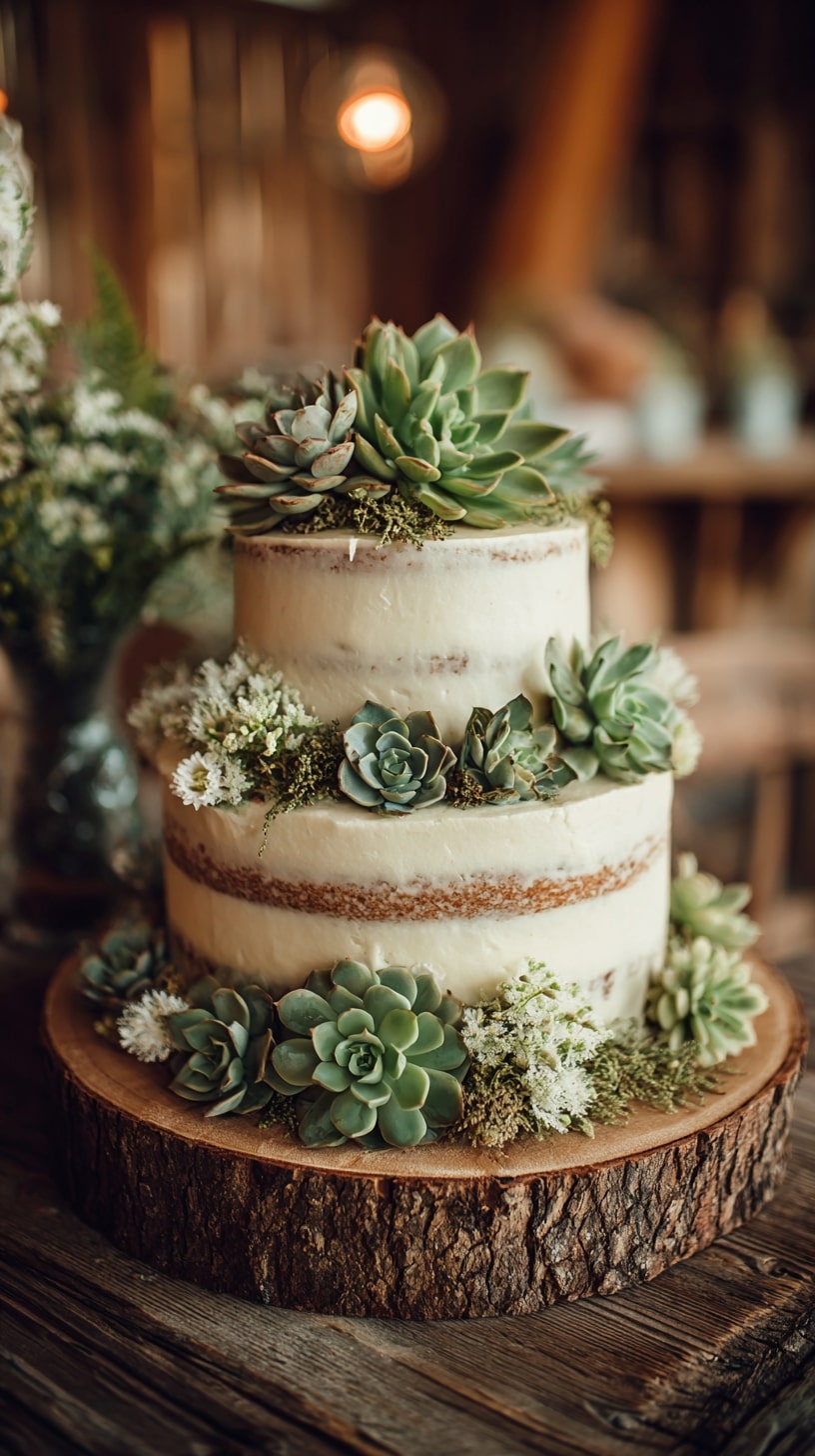 White buttercream cake with hand-painted floral accents