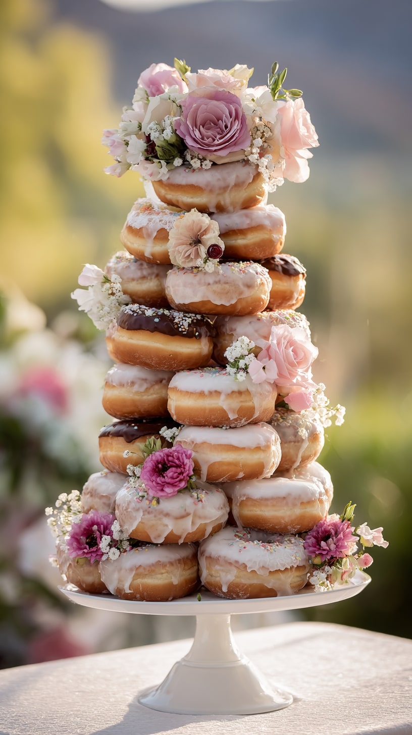 Bohemian wedding donut cake