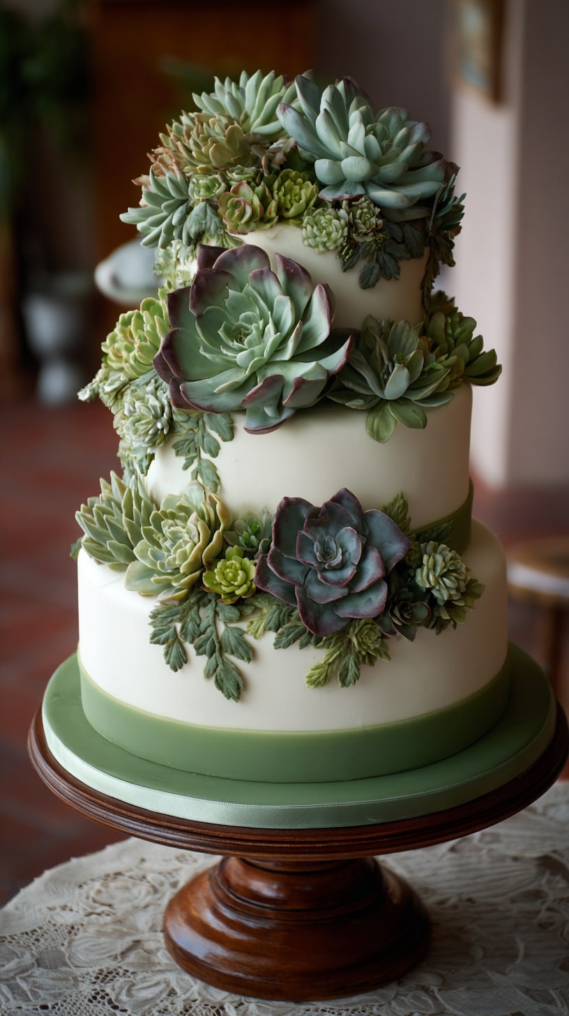Naked cake featuring layers of vanilla and chocolate with fresh greenery