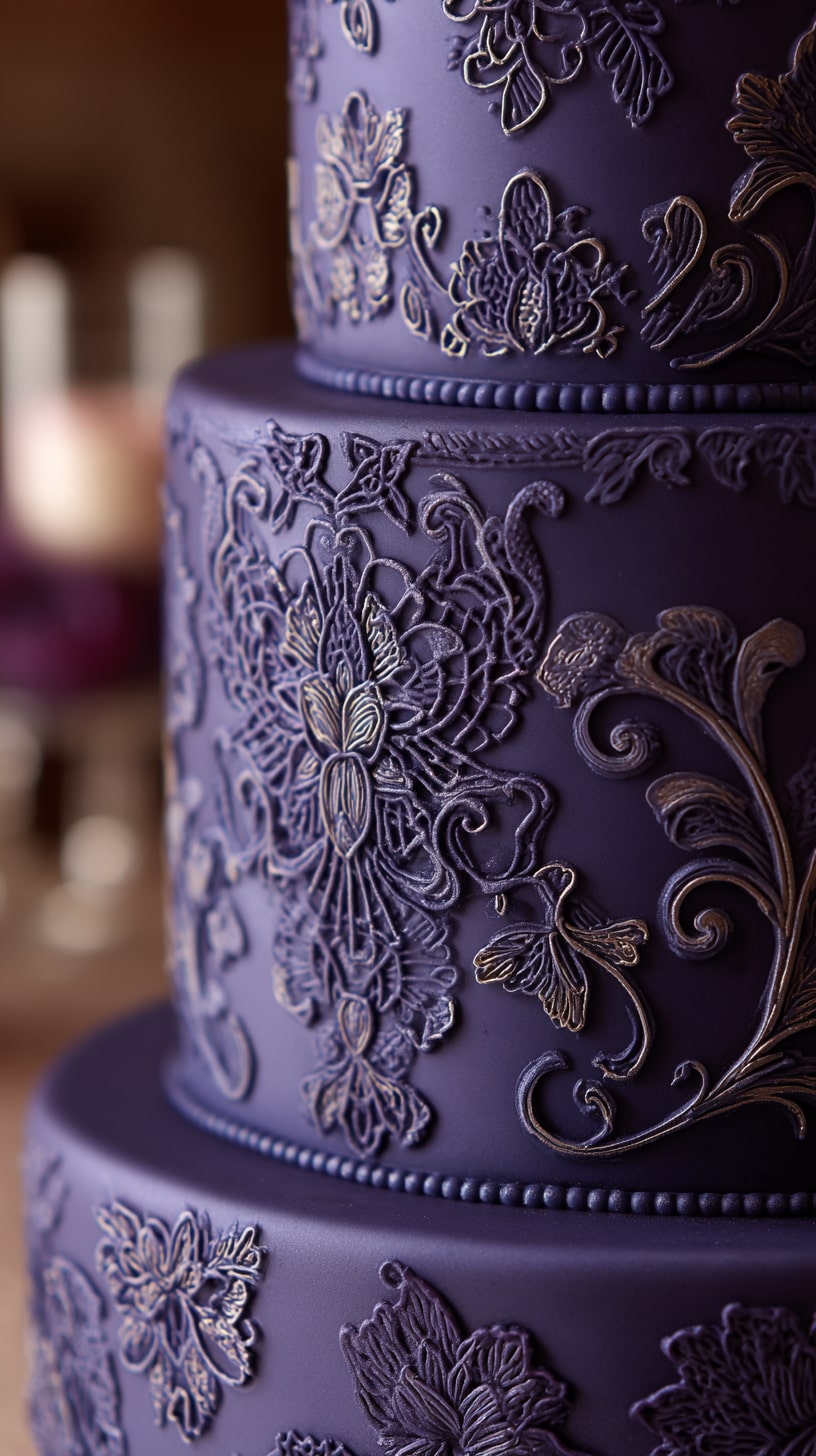 Berry-topped purple cake with subtle gradient shading