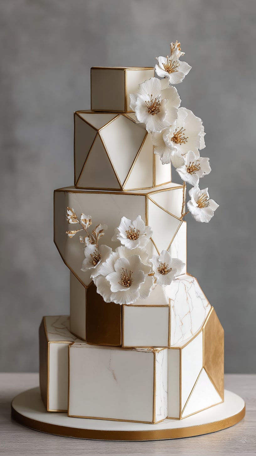 Modern Geometric Tiered Cake