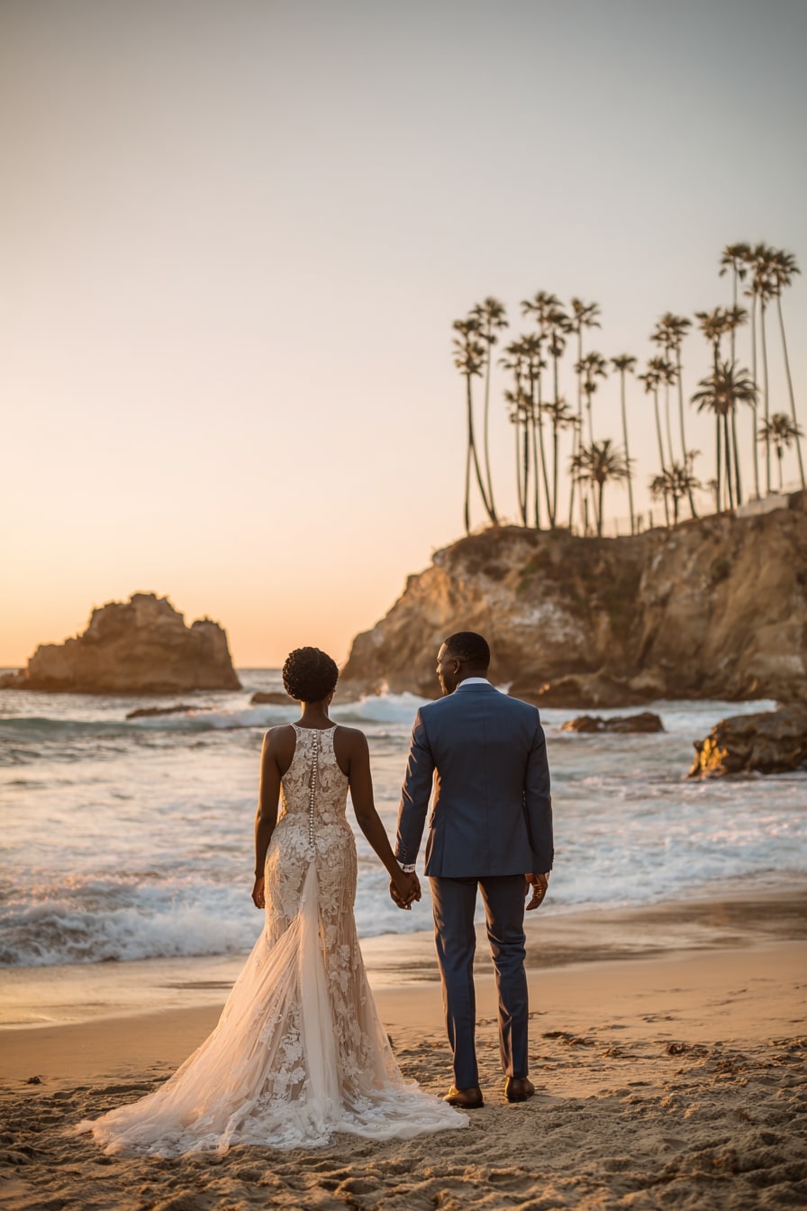 6. Frame Sunset Vows with a Dramatic Coastal Backdrop