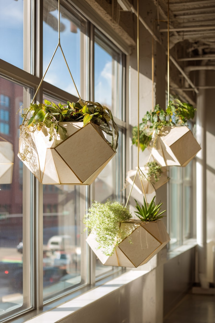 12. Suspend Geometric Planters for a Modern Green Accent