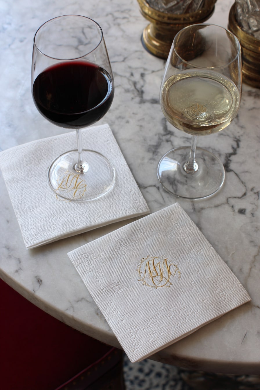 15. Elevate Cocktail Service with Monogrammed Gold Foil Napkins