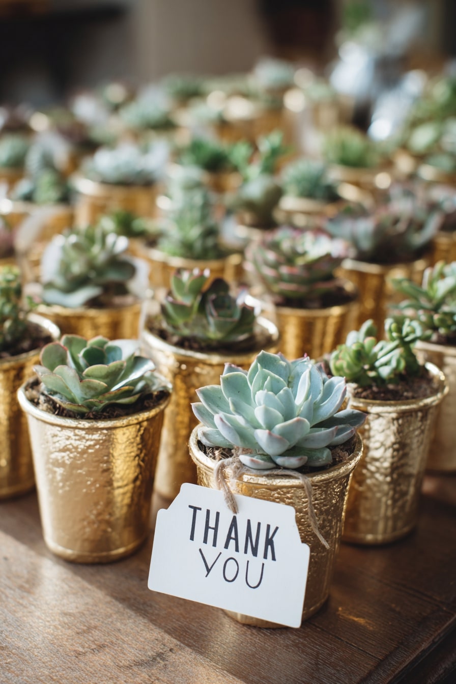 5. Gift Guests Gold-Dipped Succulents for a Lasting Favor