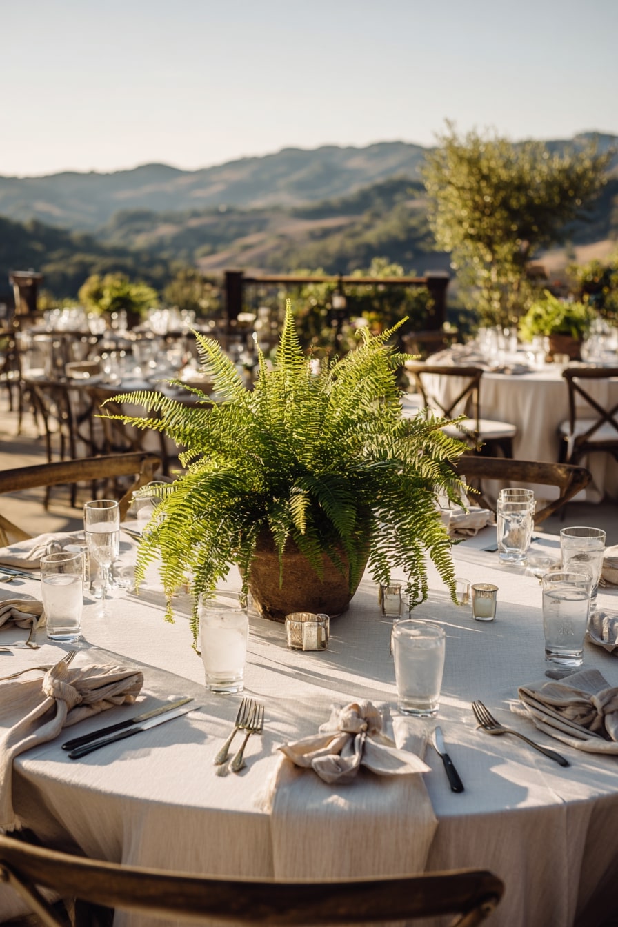 4. Use Lush Ferns for Effortless Outdoor Centerpieces+