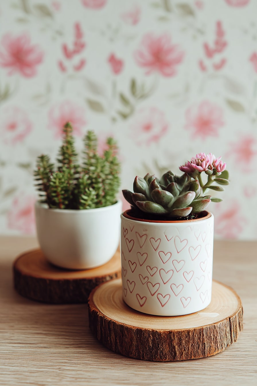 11. Gift Mini Succulents in Patterned Pots for a Living Memento