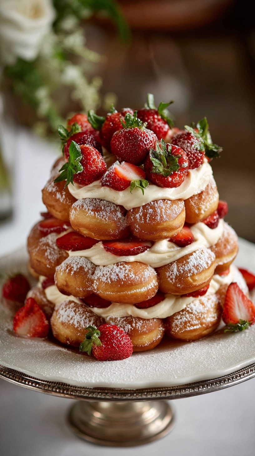 Miniature assorted flavor donut pyramid