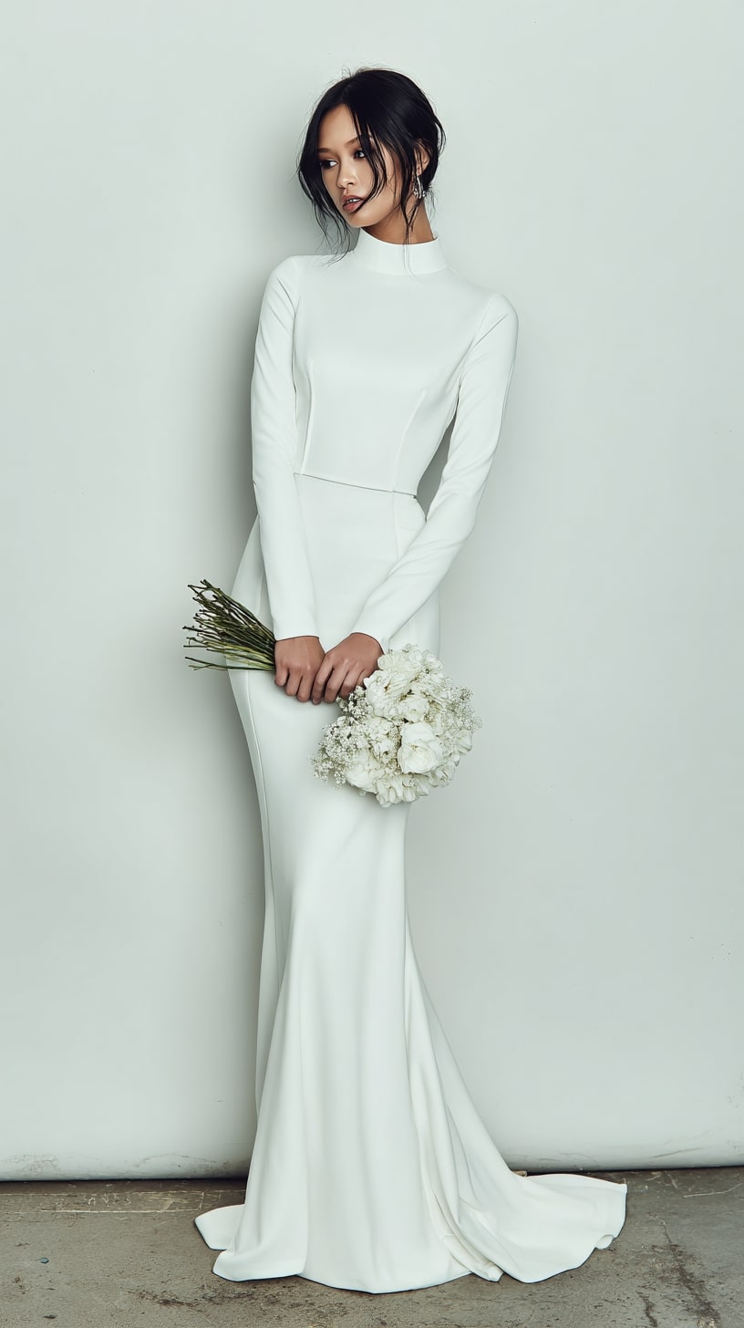 Classic long sleeve dress with bateau neckline