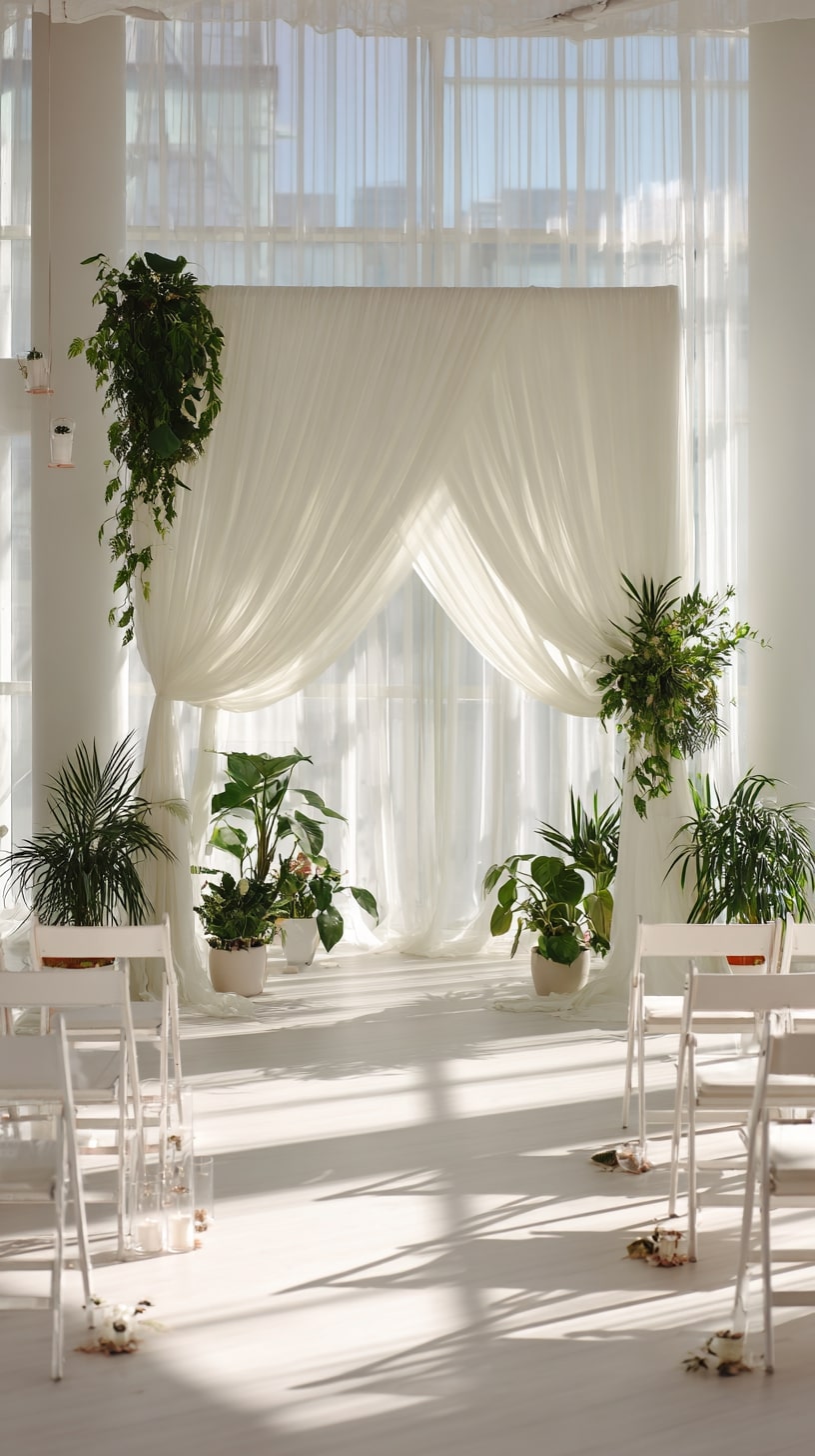 Clean white draping with no excessive embellishments