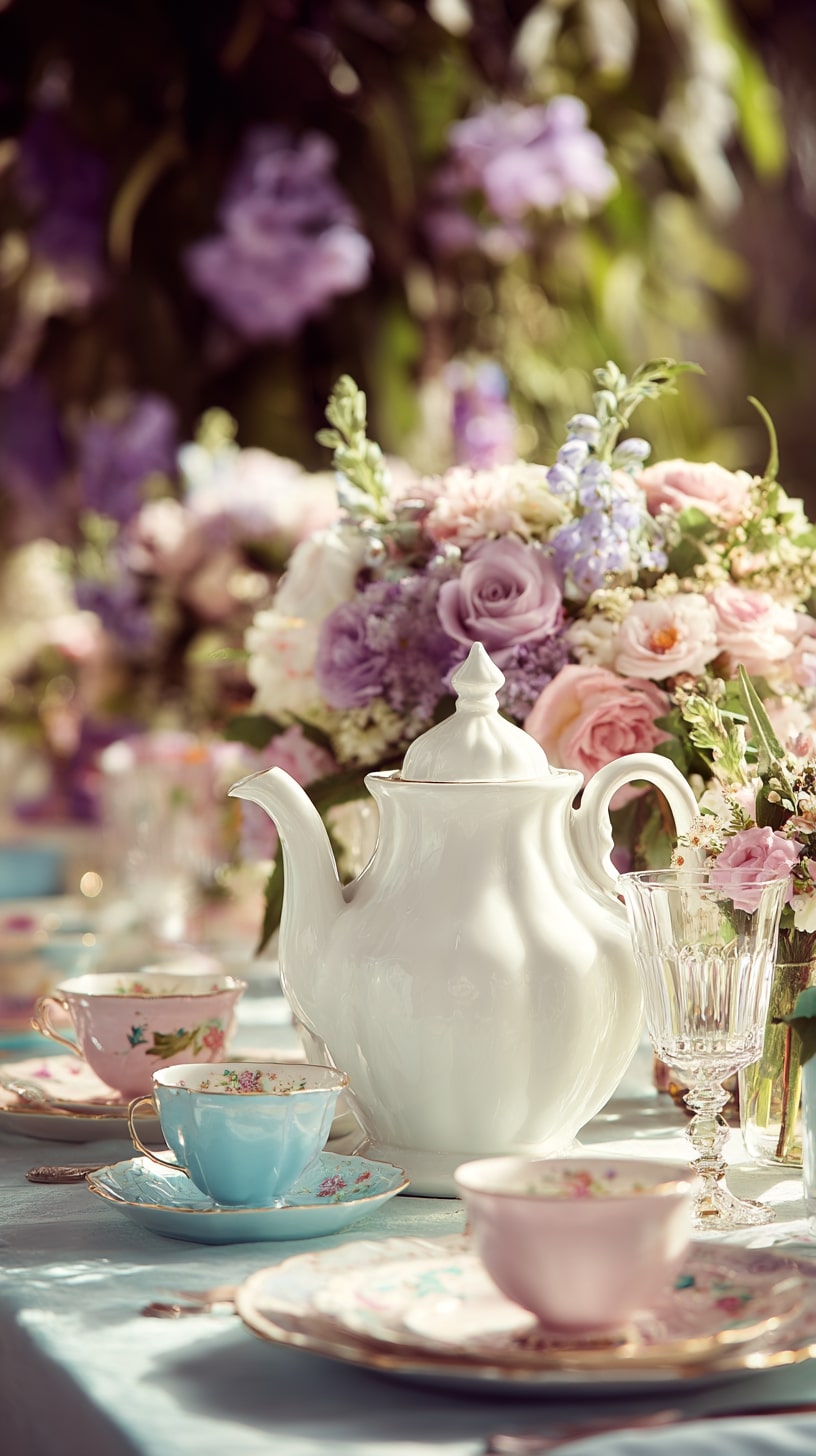 Cream-colored porcelain tea sets