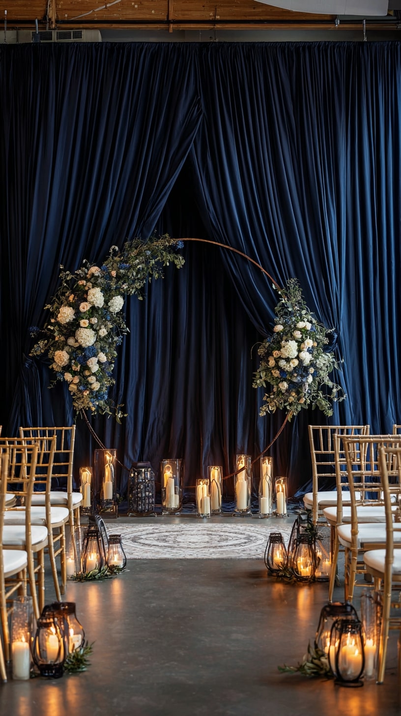 Dark Velvet Drapes with Subtle Lighting