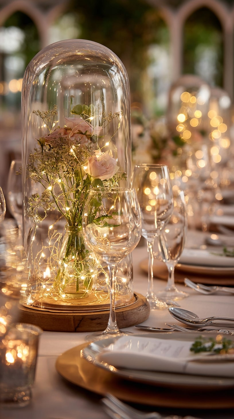 Elegant Glass Cloche with Mini Lights