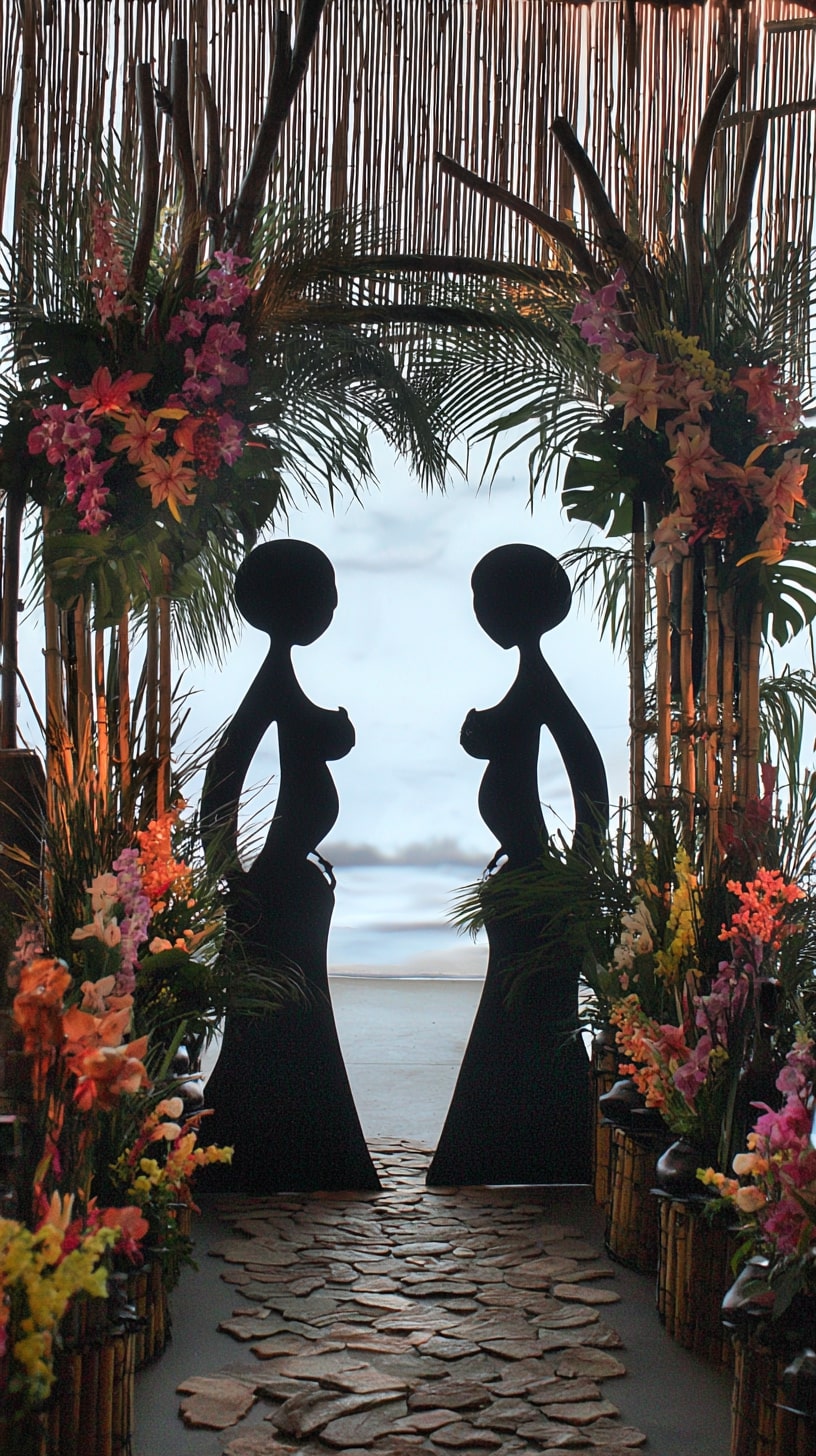 Hula dancer silhouette cutouts
