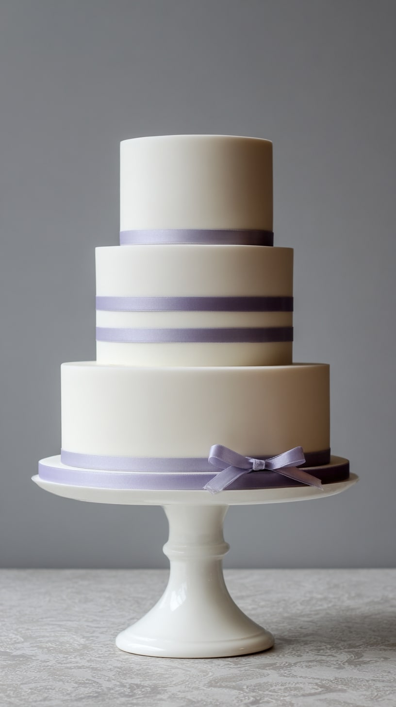 Lavender and ivory layered cake with minimalist design