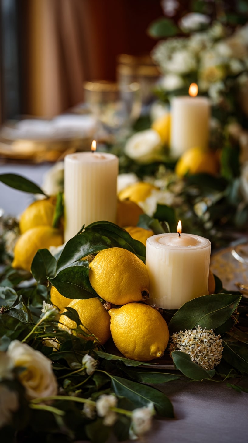 Lemon-shaped candle holders