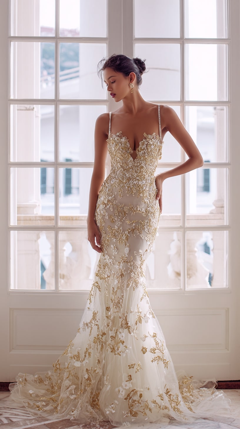 Mermaid silhouette with delicate floral detailing