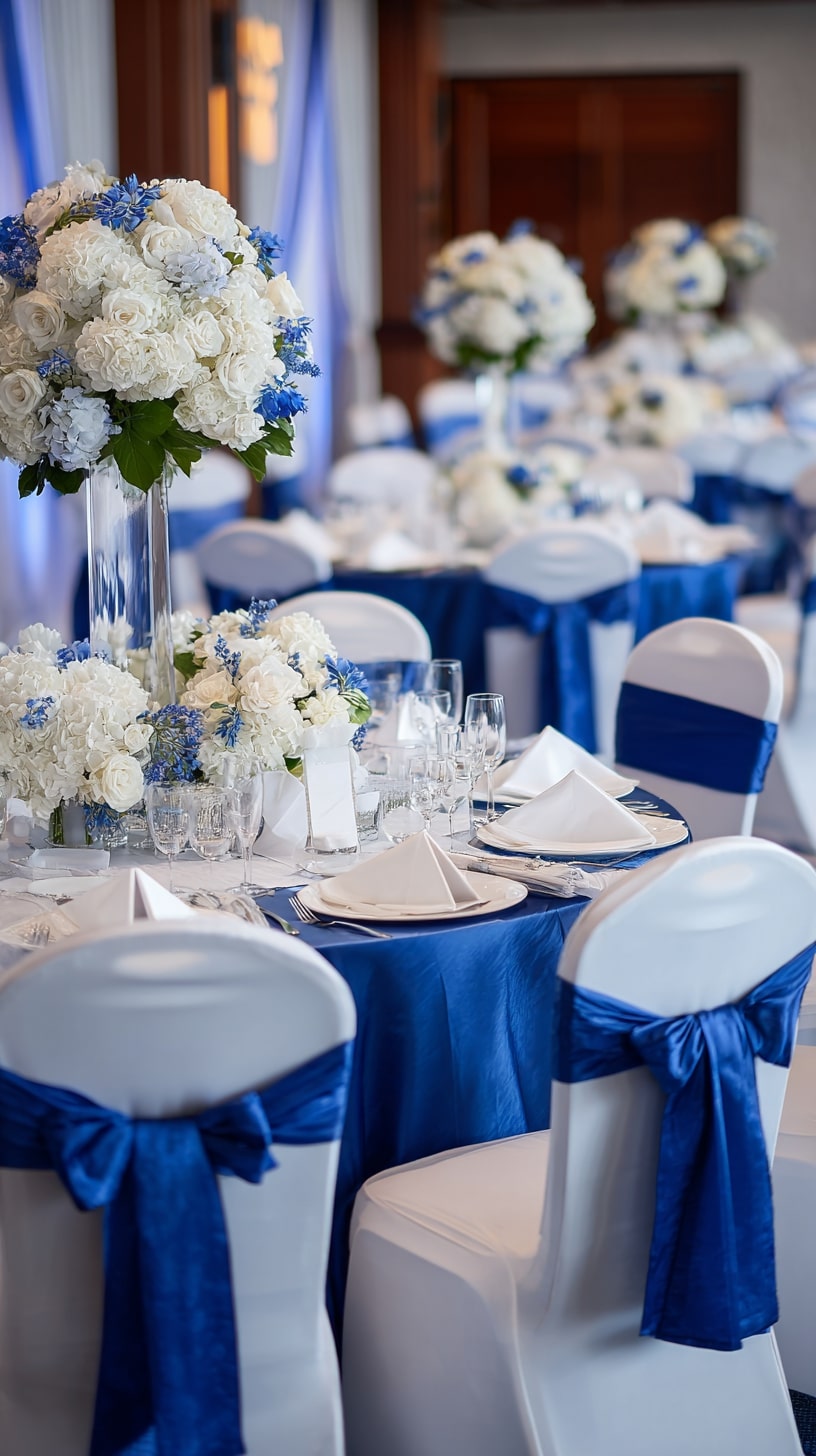 Midnight blue chair sashes