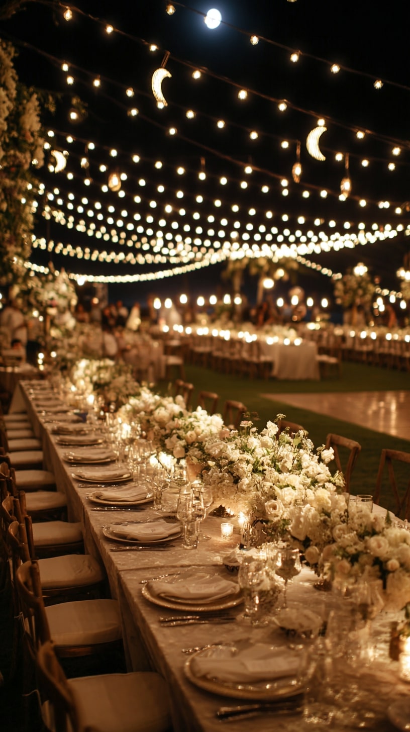 Moon and Star String Lights