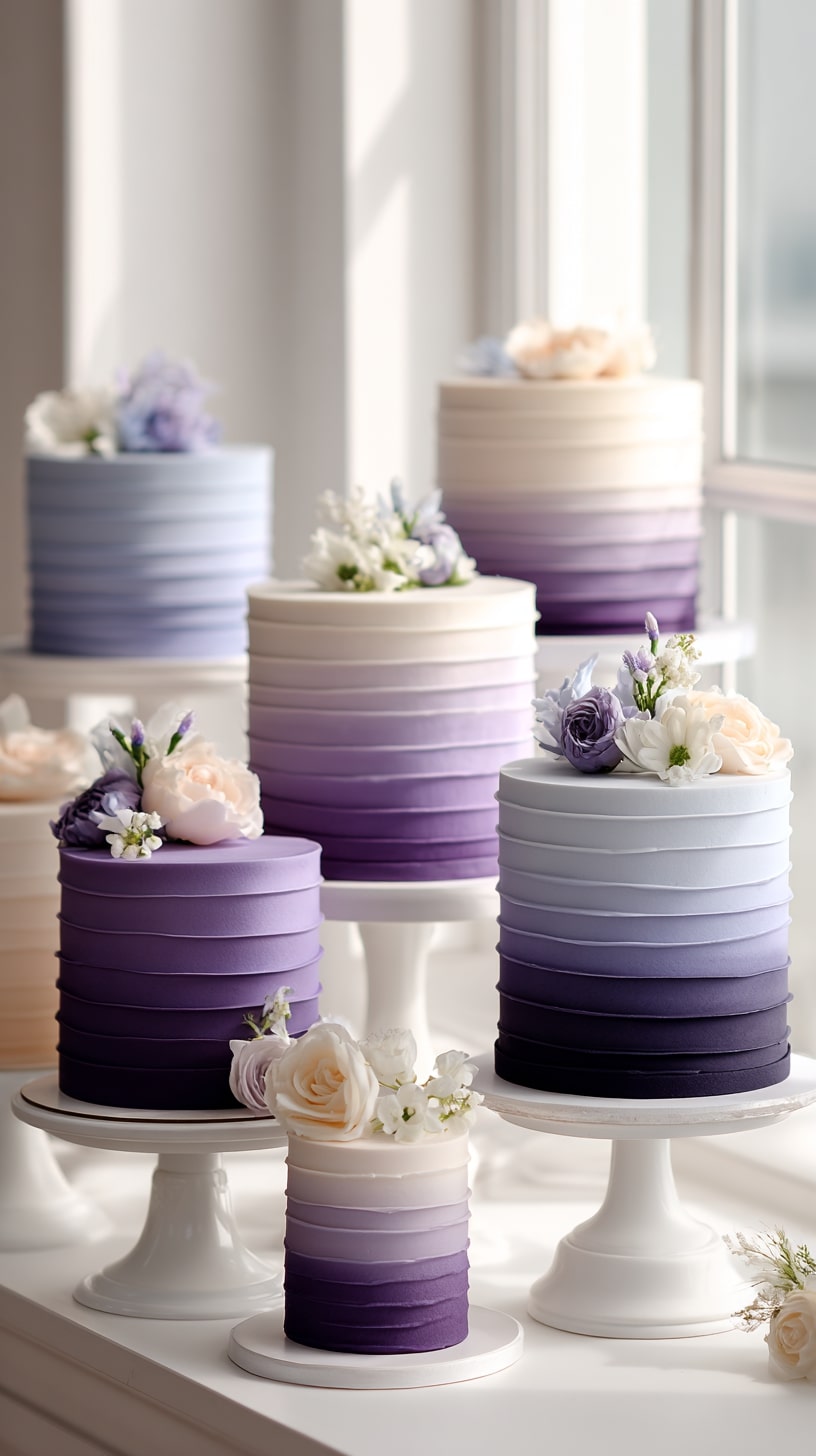 Ombre purple frosting with white accents