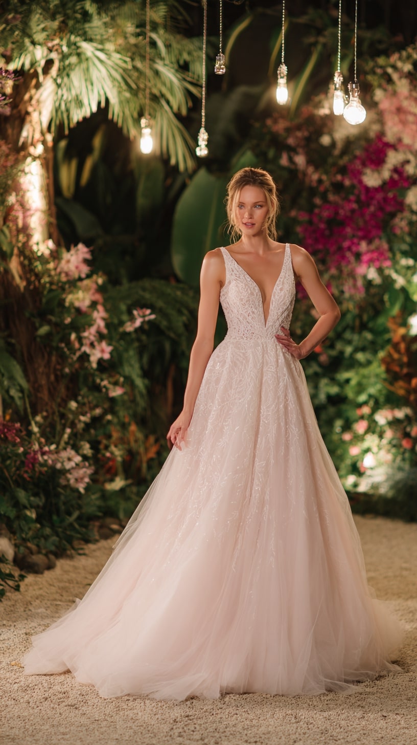 Open back dress with gauzy skirt