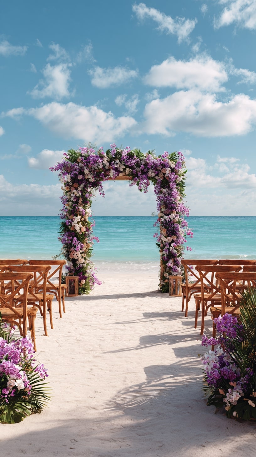 Orchids cascading down the aisle
