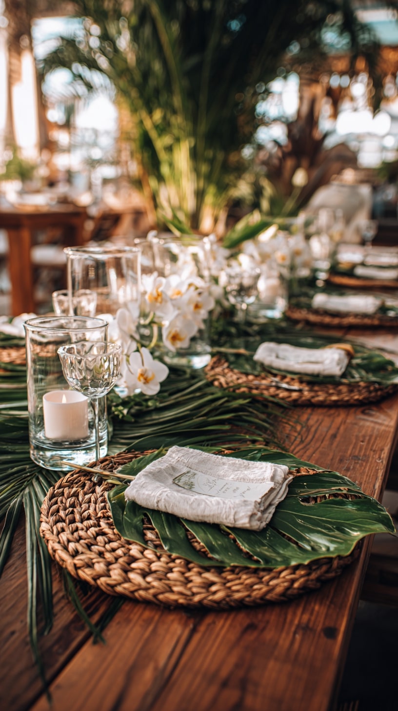 Palm frond place card holders