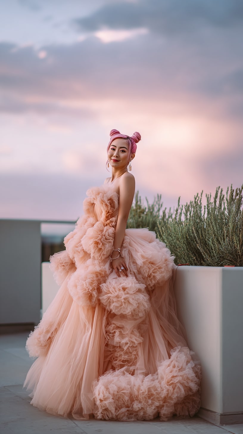 Pastel pink flowy fairy dress