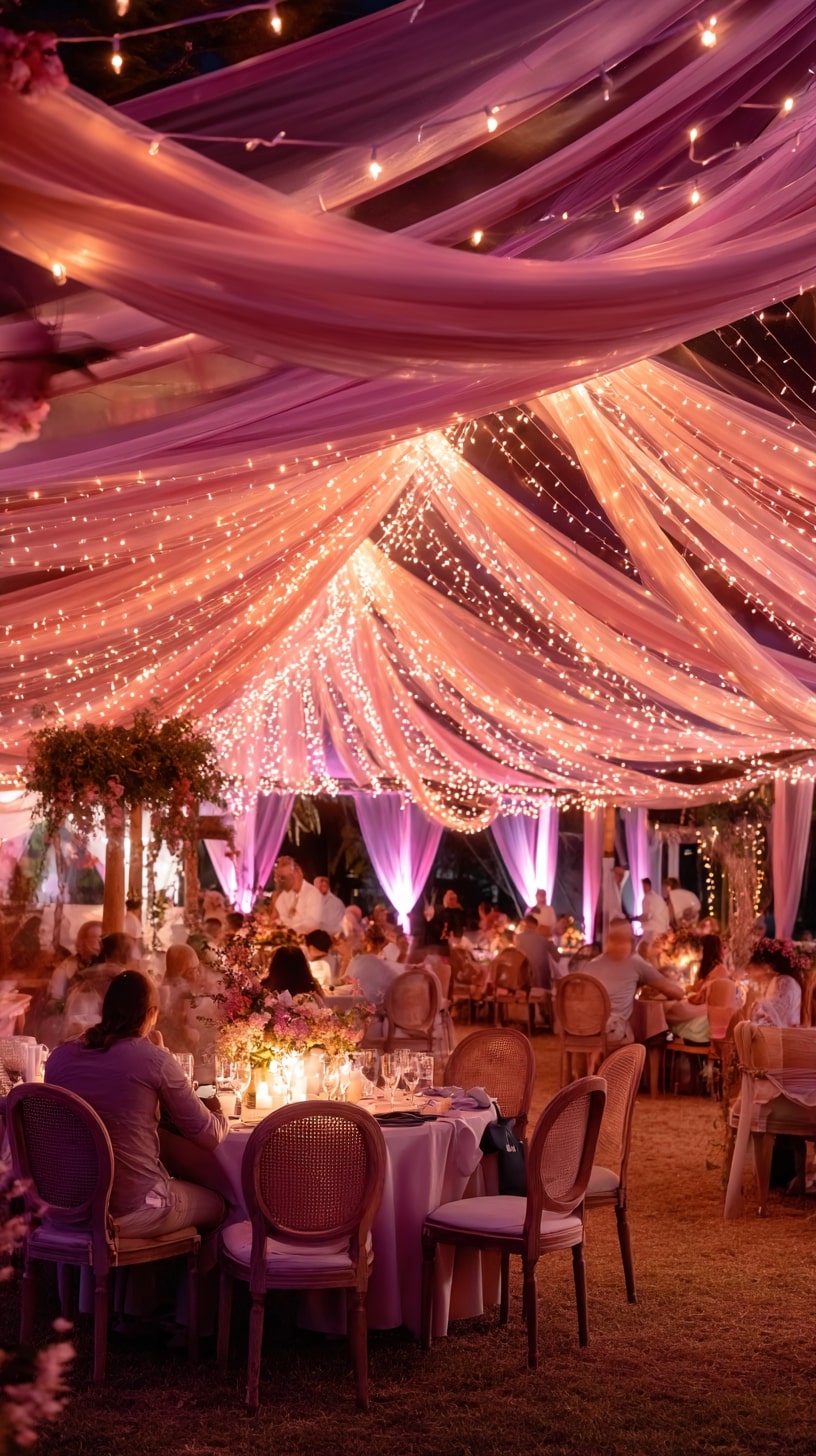 Pink Draped Ceiling Fabric