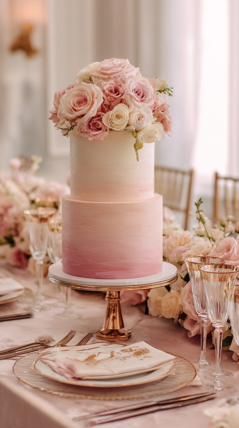 Pink Ombre Wedding Cake