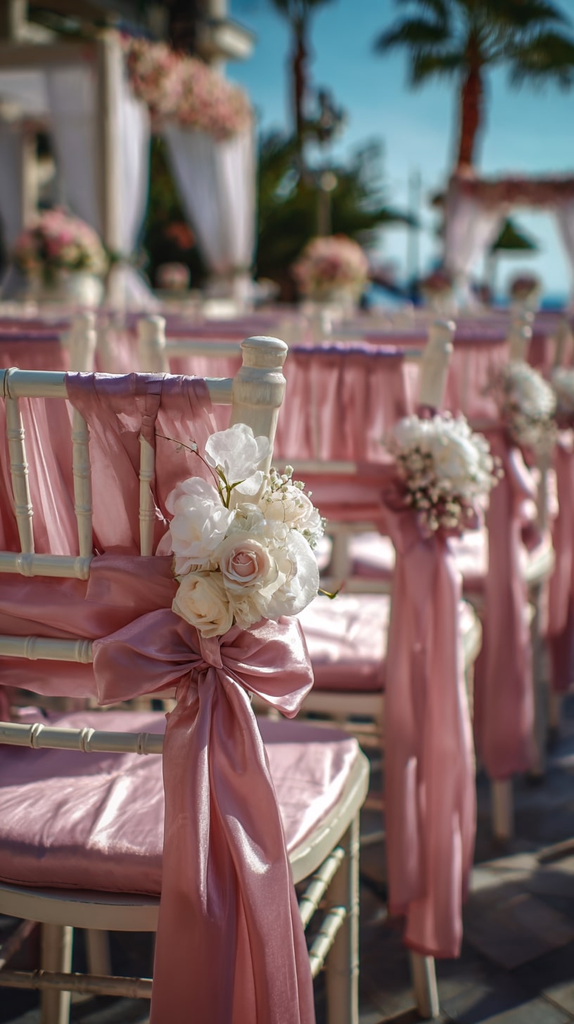 Pink Satin Ribbon Chair Decor