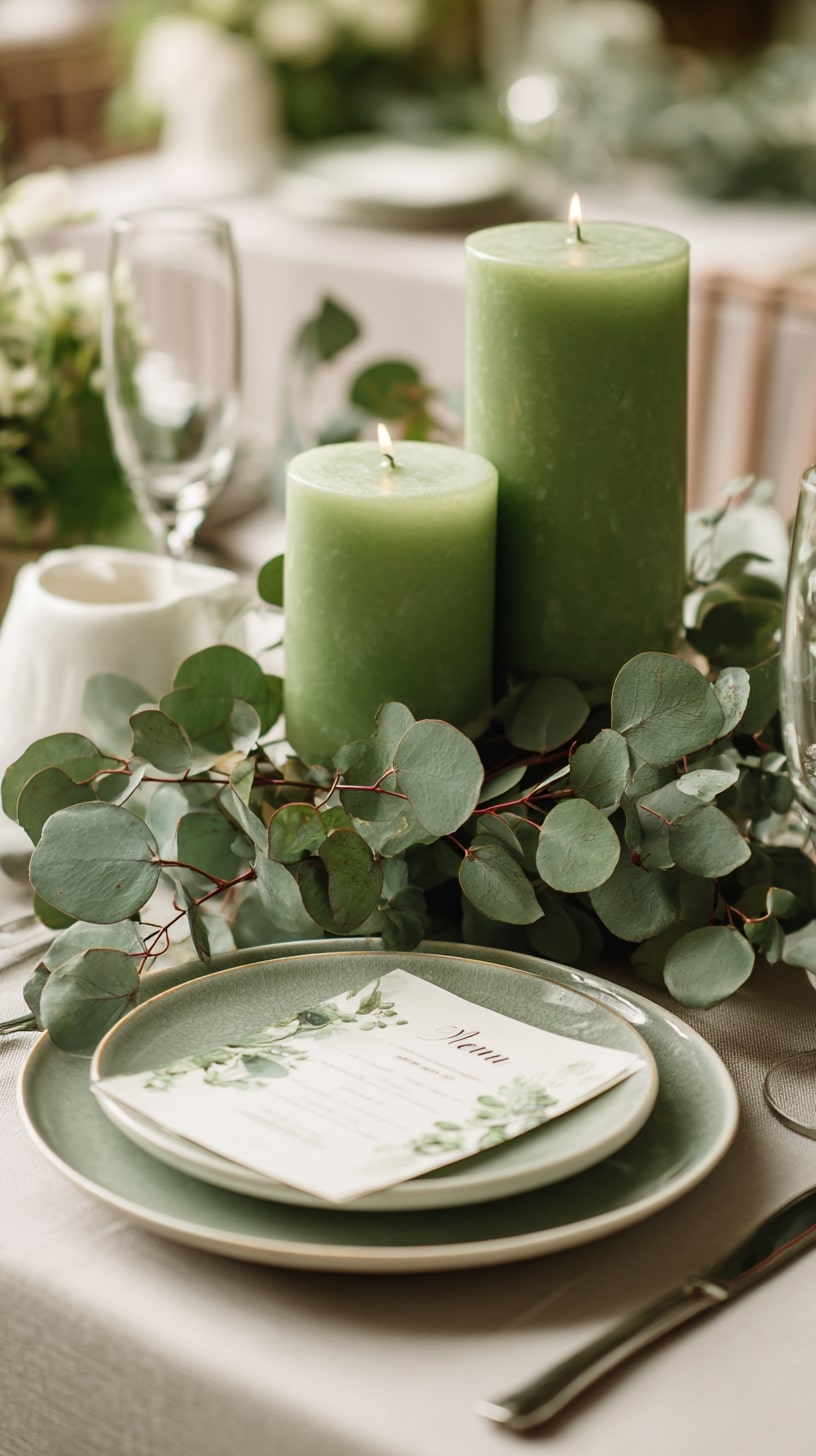 Recycled paper menus printed in soft sage ink