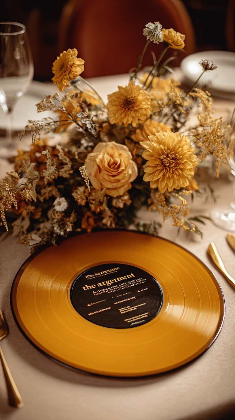 Retro vinyl record table numbers