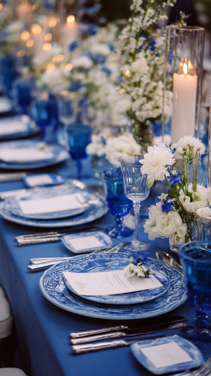 Sapphire blue glassware and cutlery