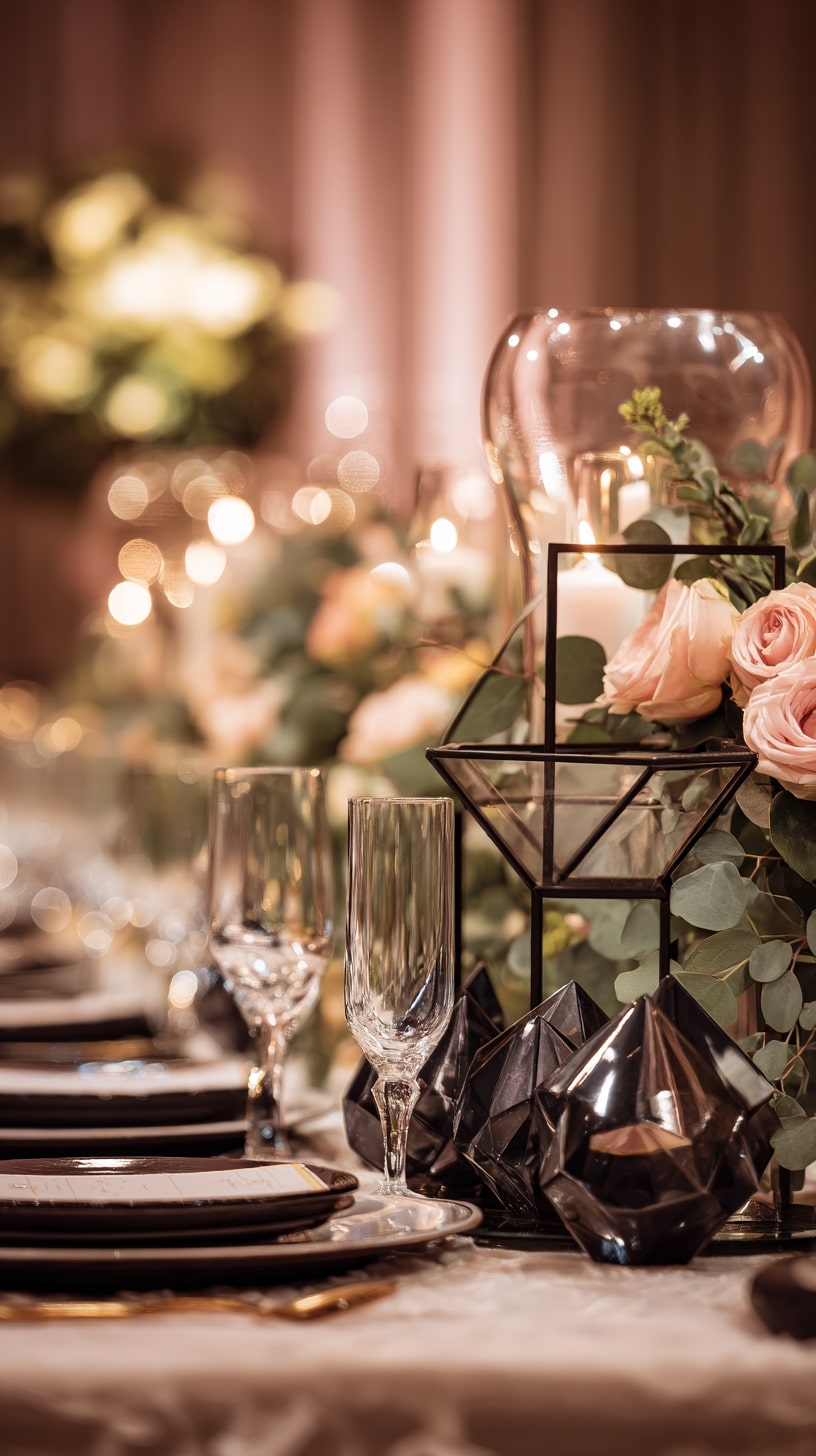 Smoky quartz crystal place card holders