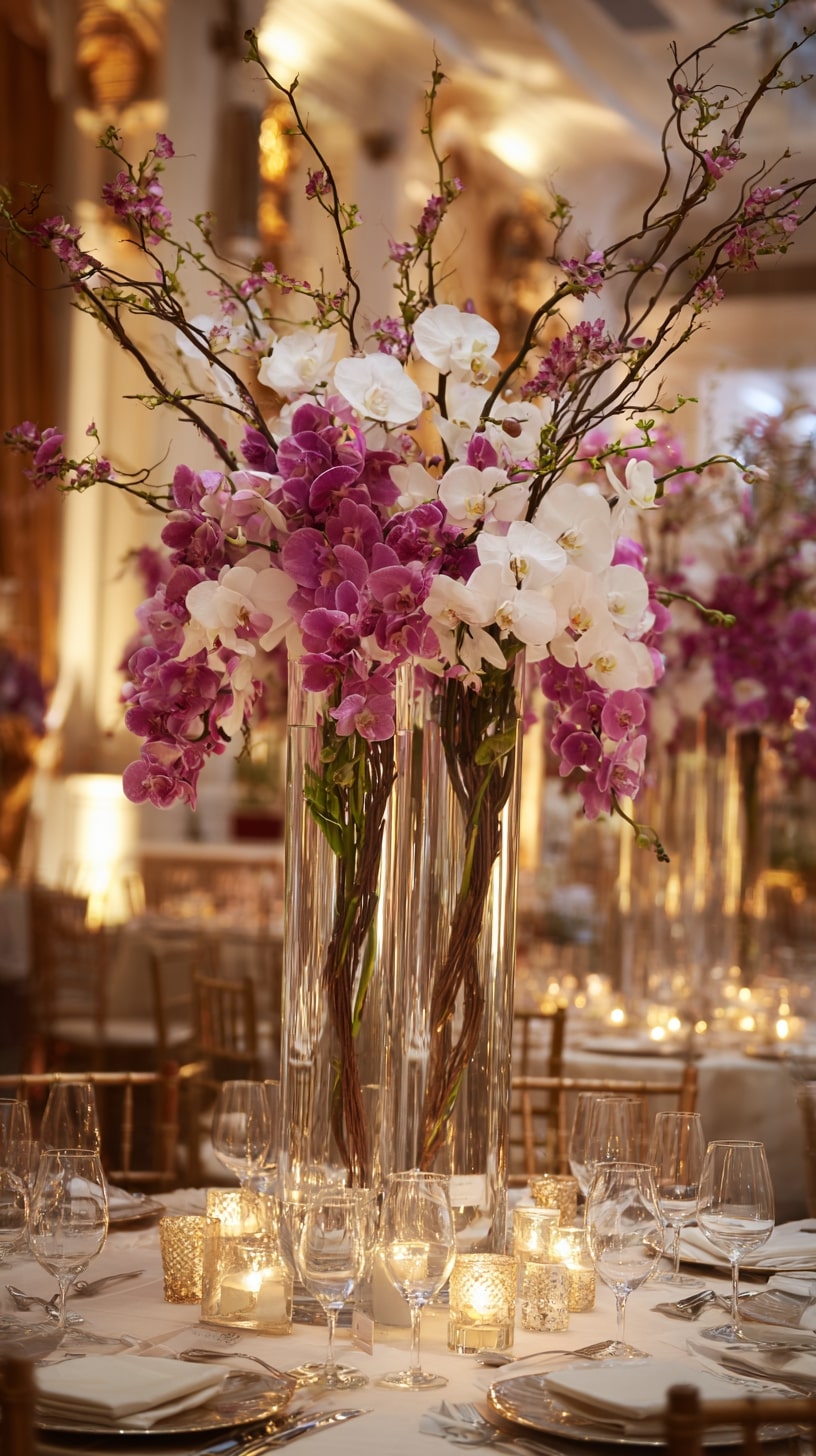Soft Yellow Lighting Complementing Orchid Decor