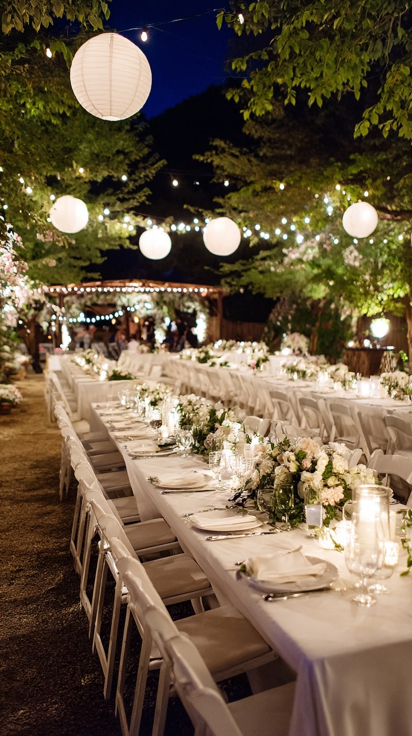 Soft sidelighting using string lights or paper lanterns