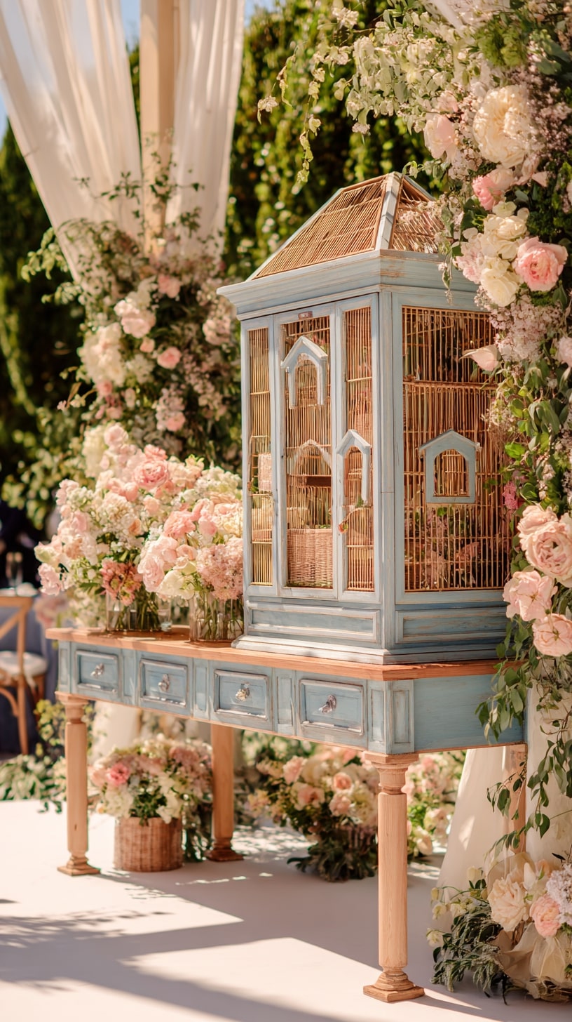Vintage birdcage centerpieces